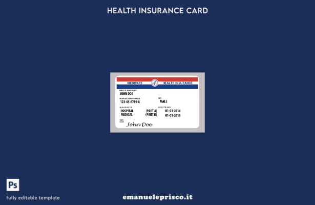 modello di tessera di assicurazione sanitaria USA Medicare in stile verificato